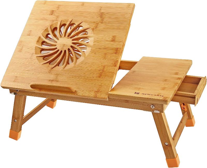 Photo 1 of Nnewvante Foldable Laptop Desk with USB Fan and Floor Chair 