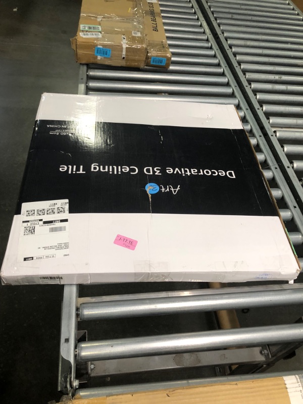 Photo 1 of Art3d Decorative Ceiling Tile 2x2 Glue up, Lay in Ceiling Tile 24x24 Pack of 12pcs Spanish Floral in Matt White 12 White