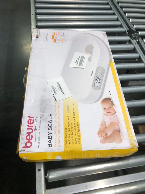 Photo 1 of Beurer BY90 Baby Scale, Pet Scale, Digital, with Measuring Tape, tracking weight with App | For: Infant, Newborn, Toddler /Puppy, Cat - Animals | LCD Display, weighs Lbs/Kg/Oz Highly accurate with Bluetooth/measuring Tape
--- Open Box --- 