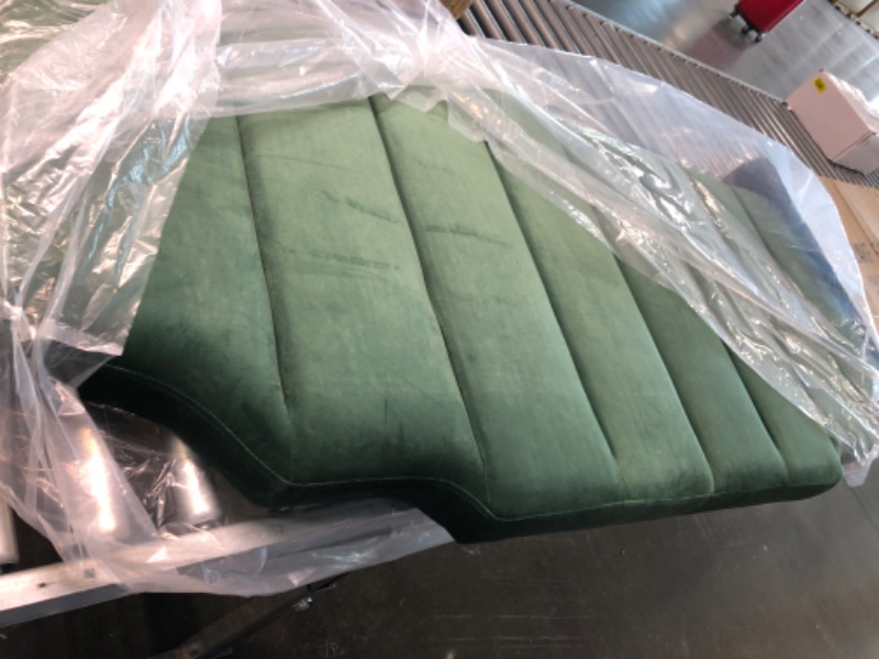 Photo 4 of 24KF Velvet Upholstered Tufted Queen Headboard Full Headboard with Vertical Channel Design Queen/Full -Jade Green Queen/Full Jade-queen