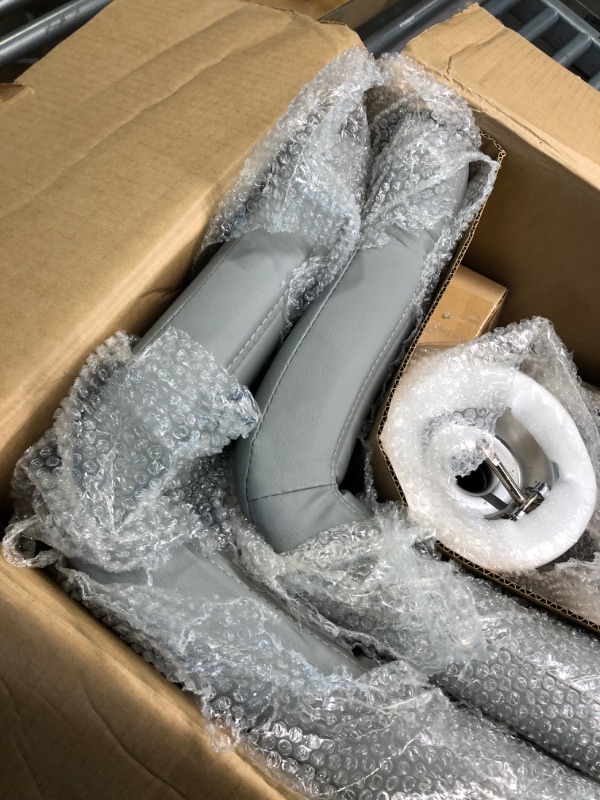 Photo 1 of Leopard Bar Stools, Modern PU Leather Adjustable Swivel Bar Stool with Back, Set of 2 (Light Grey) A-light Grey