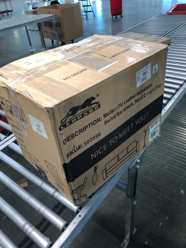 Photo 1 of Leopard Bar Stools, Modern PU Leather Adjustable Swivel Bar Stool with Back, Set of 2 (Light Grey) A-light Grey