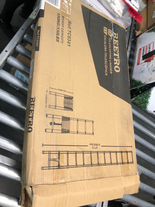 Photo 4 of BEETRO 8.5ft Aluminum Telescoping Ladder, Extension Folding Ladder, Multipurpose Ladder for Roofing Business, Outdoor Working, Household Use and More, 330 LB Capacity, Red 8.5FT/2.6M