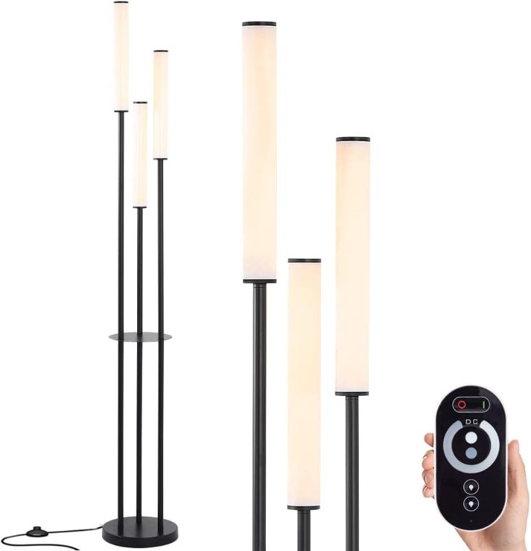 Photo 1 of ZEROUNO LED Floor Lamp, Modern Floor Lamp with Remote Control& Stepless Dimmable, 3-Light with Foot Switch, Brightness Adjustable Standing Lamp for Living Room, Bedroom, Study and Office.