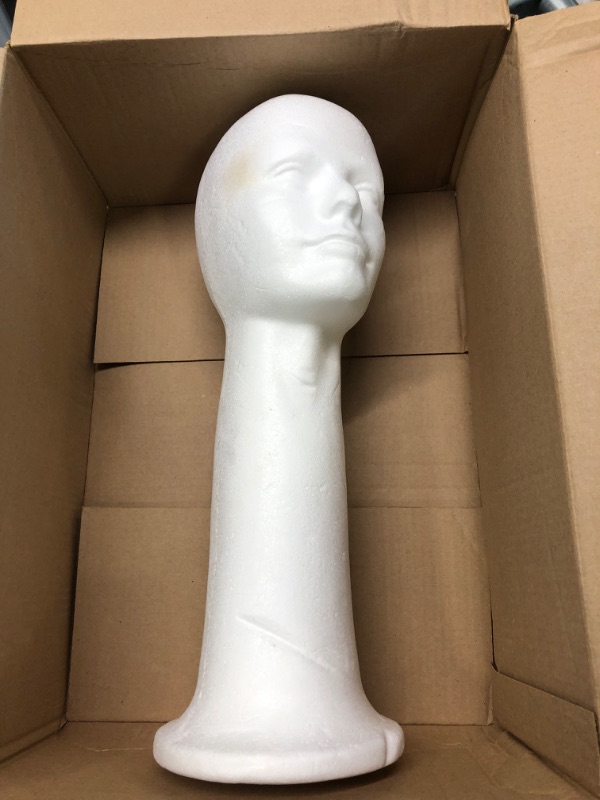 Photo 2 of 19'' Inch Styrofoam Head Foam Wig Head Mannequins, Style, Model & Display Women's Wigs, Hats & Hairpieces Stand - Extra Large, by Adolfo Designs