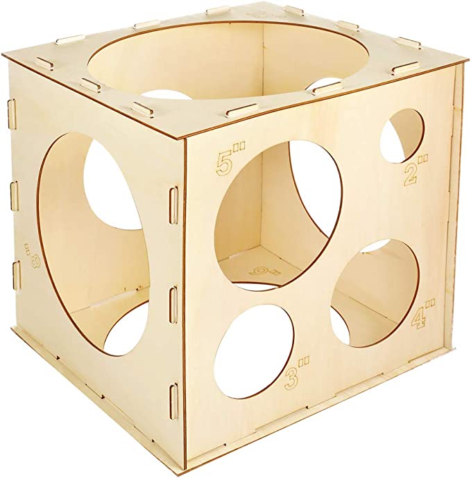 Photo 1 of Pllieay 9 Sizes Collapsible Wood Balloon Sizer Cube Box for Balloon Decorations, Balloon Arches, Balloon Columns (2-10 Inch)