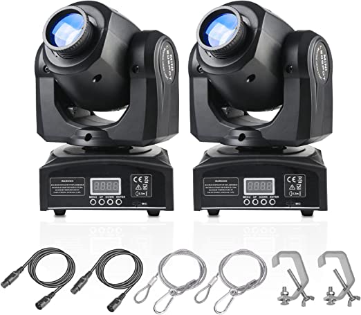 Photo 1 of (2pack) LED Moving Head Light Mini 30W DJ Moving Head GOBO Light with 8 Gobos and 8 Colors, DMX and Sound Activation Dj Spotlight for Wedding, DJ, Party, Club, Disco, Beam Lights