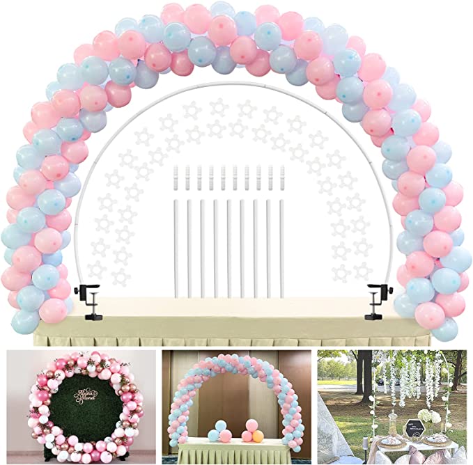 Photo 1 of YALLOVE Table balloon arch kit, 12 FT Balloon Garland Stand Kit for Different Table Size. Birthday, Baby Shower, Graduation, Wedding, Party Decorations for Tabletop DIY