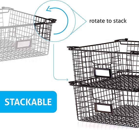 Photo 1 of Wire Baskets For Storage Pantry Baskets, Set of 2 Wire Storage Baskets, Wire Baskets for Organizing