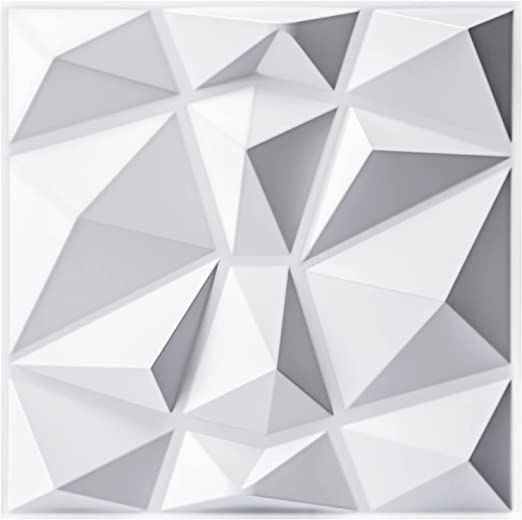 Photo 1 of Art3d Decorative 3D Wall Panels in Diamond Design, 20"x20" Matt White (12 Pack)