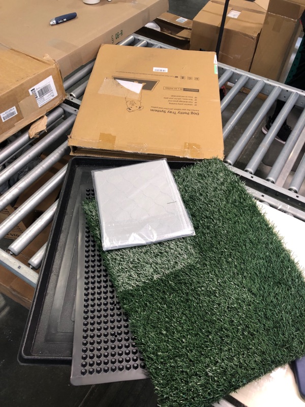 Photo 2 of Dog Grass Pet Loo Indoor/Outdoor Portable Potty, Artificial Grass Patch Bathroom Mat and Washable Pee Pad for Puppy Training, Full System with Trays Pet Training Tray 20"x25"