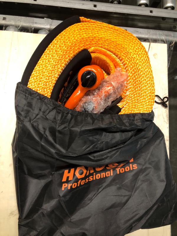 Photo 1 of HORUSDY Nylon Heavy Duty Tow Strap Recovery Strap with Hooks 3" x 30Ft - 32,000 LBS Break Strength, 3/4 D Ring Shackles (2pcs), Recover Your Vehicle Stuck in Mud/Snow.