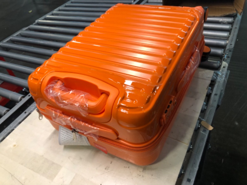 Photo 1 of Coolife Luggage Suitcase expandable (only 28”) ABS+PC Spinner suitcase with TSA Lock carry on 20 in 24in 28in orange S(20in carry-on with cosmetic case?