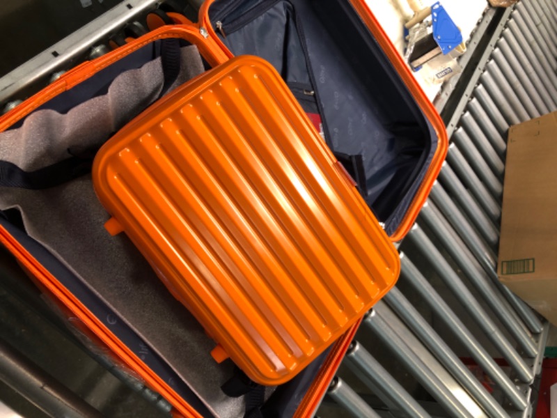 Photo 1 of Coolife Luggage Suitcase expandable (only 28”) ABS+PC Spinner suitcase with TSA Lock carry on 20 in 24in 28in orange S(20in carry-on with cosmetic case?