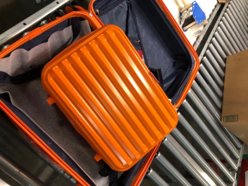 Photo 3 of Coolife Luggage Suitcase expandable (only 28”) ABS+PC Spinner suitcase with TSA Lock carry on 20 in 24in 28in orange S(20in carry-on with cosmetic case?