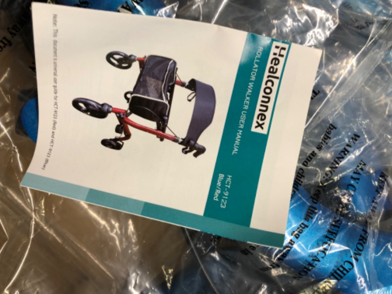 Photo 5 of Healconnex Rollator Walkers for Seniors-Folding Rollator Walker with Seat and Four 8-inch Wheels-Medical Rollator Walker with Comfort Handles and Thick Backrest-Lightweight Aluminium Frame ,Blue