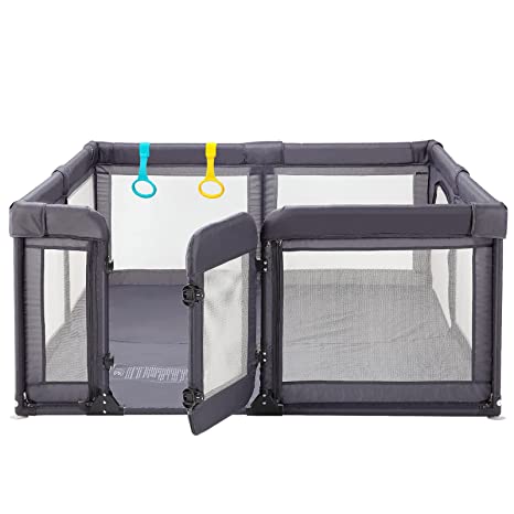Photo 1 of Baby Playpen, Large Play Pens for Babies and Toddlers, Baby Gate Playpen Play Center Yard with Door, Baby Fence Play Area, Kids Play Pen(Grey)
