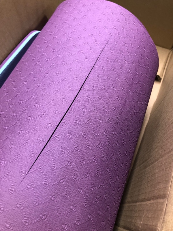 Photo 1 of Feetlu Yoga Mat Thick with Strap, 2/5 Inch (10MM) - Extra Thick Yoga Mat Non Slip Workout Mat Double-Sided, Eco POE Yoga Mats for Women Men, Workout Mat for Yoga, Pilates, and Floor Exercises Dark Purple/Blue Gray 2/5"x 24" x 72"`