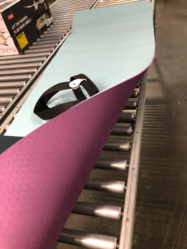 Photo 1 of Feetlu Yoga Mat Thick with Strap, 2/5 Inch (10MM) - Extra Thick Yoga Mat Non Slip Workout Mat Double-Sided, Eco POE Yoga Mats for Women Men, Workout Mat for Yoga, Pilates, and Floor Exercises Dark Purple/Blue Gray 2/5"x 24" x 72"`