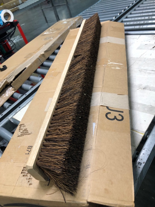 Photo 3 of Bristles 4036 36” Indoor Push Broom Head – Heavy Duty Hardwood Block, Flagged Polypropylene Fiber Bristles, Brown