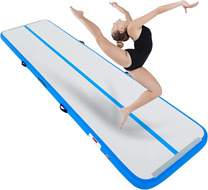 Photo 1 of AECOJOY Air Gymnastics Mat Tumbling Mat 13ft/16ft/20ft Gymnastics Training Mat 4” Thickness Inflatable Tracks for Tumbling, Home Use, Training, Gym, Water