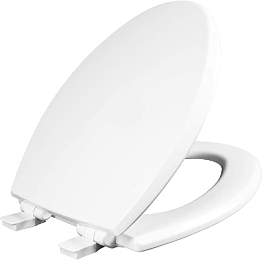 Photo 1 of Bemis 1500EC 390 Lift-Off Wood Elongated Toilet Seat, 1 Pack, Cotton White