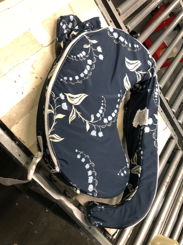 Photo 2 of My Brest Friend Original Nursing Pillow for Breastfeeding, Nursing and Posture Support with Pocket and Removable Slipcover, Navy Bluebells