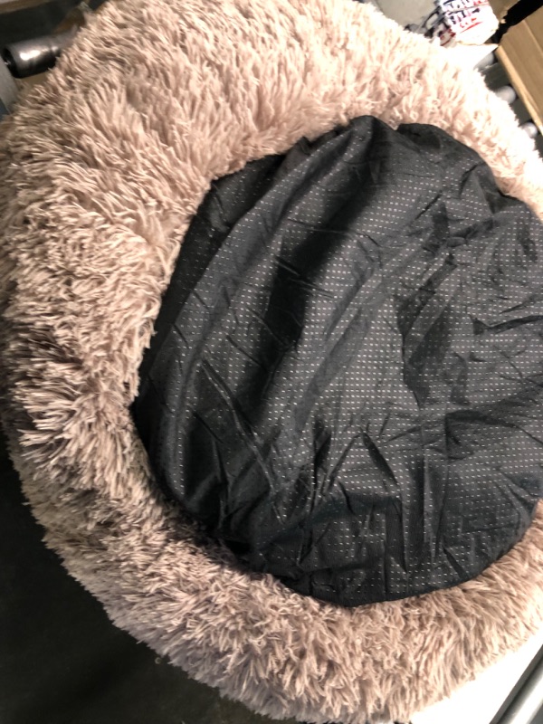 Photo 1 of Calming Dog Beds for Medium Dogs Washble Fluffy Dount Medium Size Dog Bed Light Tan 30 Inch Anti-Anxiety Round Medium Faux Fur Dog Bed Machine Washble. Medium (Pack of 1) Light Brown