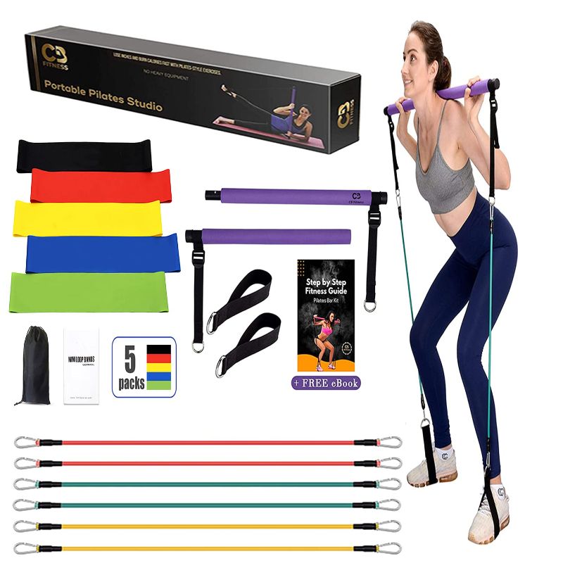 Photo 1 of CB FITNESS Portable Pilates Bar with Resistance Bands for Men and Women Supports Full-Body Workouts