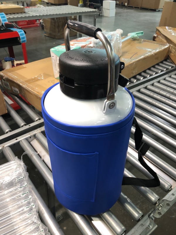 Photo 2 of Bonvoisin 3L Liquid Nitrogen Container Cryogenic Container Liquid Nitrogen (LN2) Dewar Aluminum Alloy Semen Tank with 6 Canisters Carry Bag (3L)