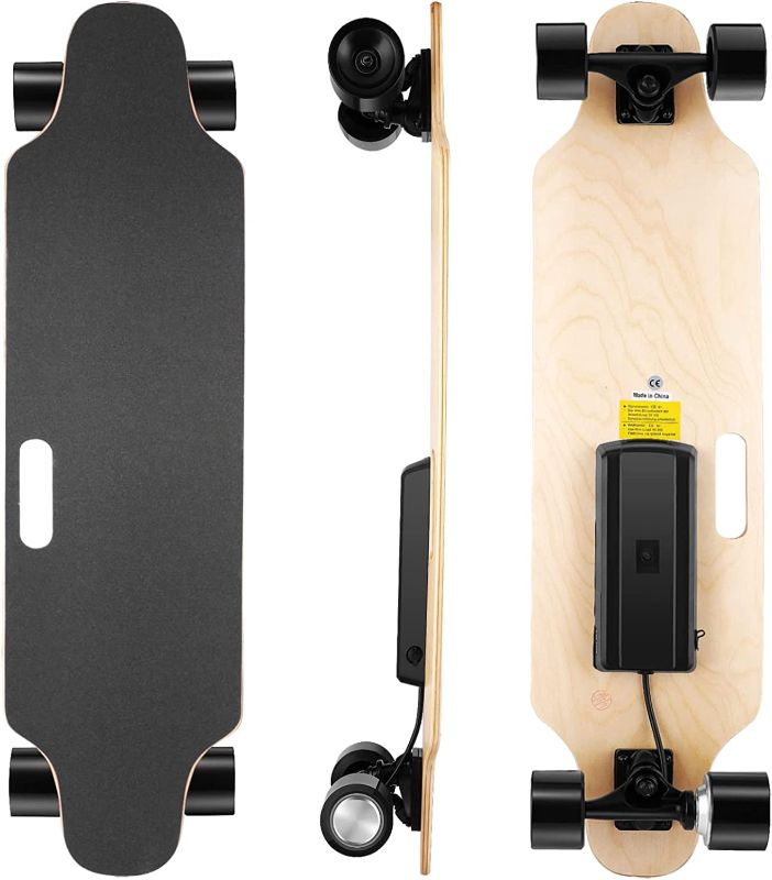 Photo 1 of Aceshin Electric Skateboard with Remote, 350W Brushless Motor, 12.4 MPH Max Speed, 8 Miles Max Range, Electric Longboard for Adults Teens