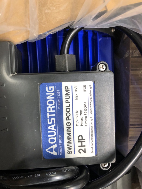 Photo 5 of Aquastrong 2 HP In/Above Ground Single Speed Pool Pump, 115V, 8917GPH, High Flow, Powerful Self Primming Swimming Pool Pumps with Filter Basket