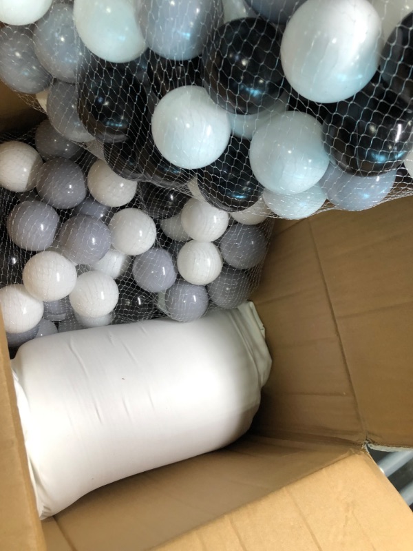 Photo 2 of Foam Ball Pit for Baby, Toddler, Boys & Girls 36x11 with 200 Colored Balls 2.75". Durable Ball Pit Won't Wrinkle. Soft, Safe, Fun Play for Children. Gray Color:Black/White/Grey Gray:black/White/Grey