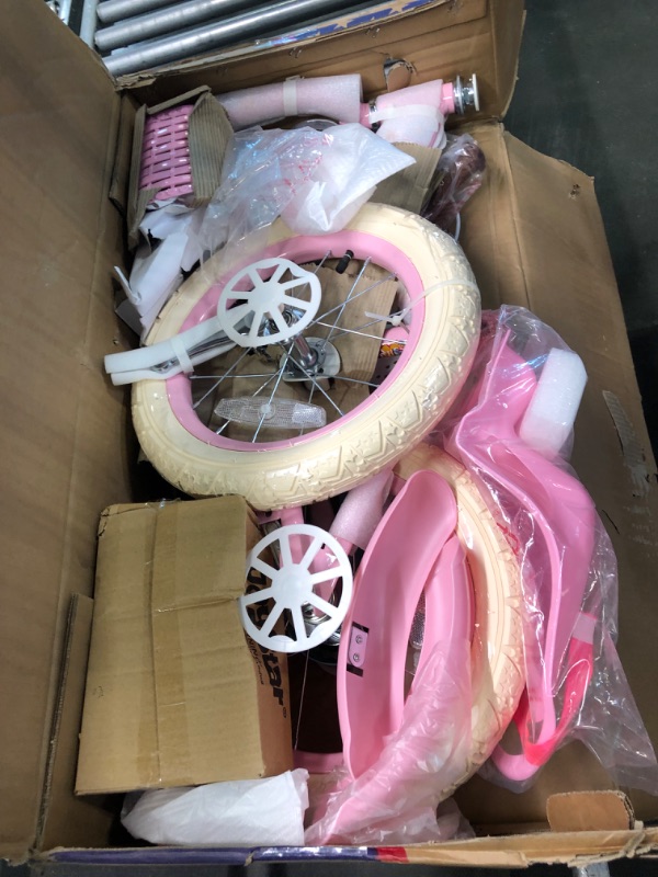 Photo 2 of JOYSTAR Little Daisy Kids Bike for 2-9 Years Girls with Training Wheels & Front Handbrake 12 14 16 20 Inch Princess Kids Bicycle with Basket Bike Streamers Toddler Cycle Bikes, Blue Pink White Pink 14 Inch With Training Wheels