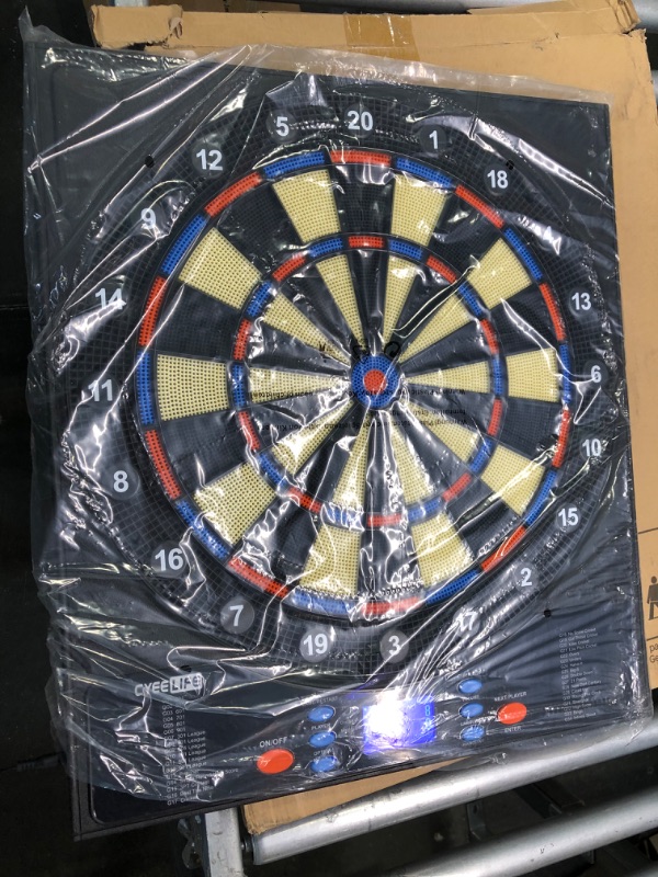 Photo 2 of CyeeLife Electronic Dartboard&12 Soft Darts,8 Players&34 Games&255 Variations,Battery/Adapter/3 Languages Switching for Professional Dart Games