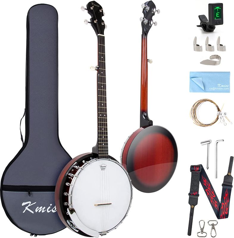 Photo 1 of Kmise 5 String Resonator Banjo,Professional Sapele Back Full Size Banjos Starter Kit with Bag Tuner Strap Strings Picks Ruler Wrench Bridge