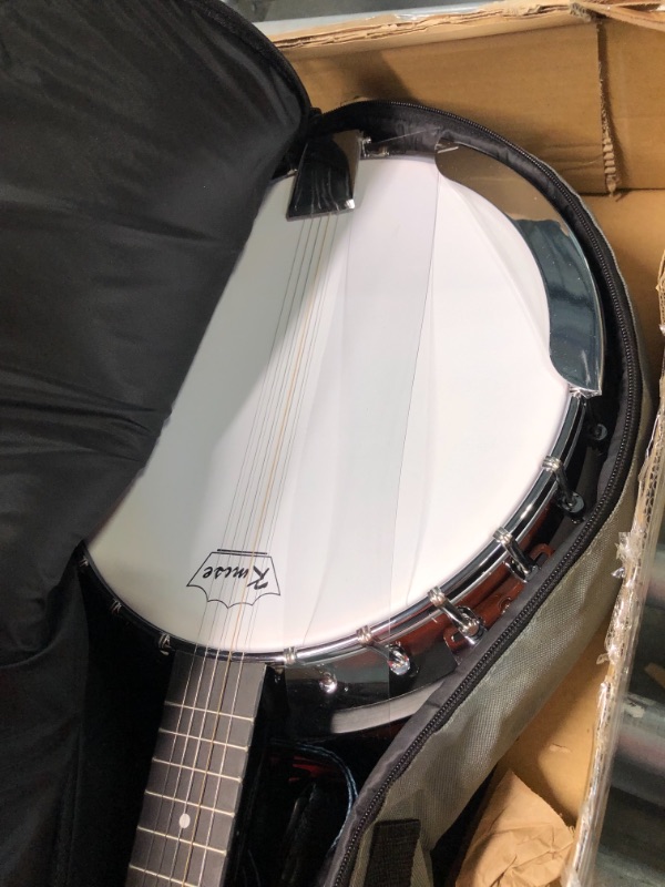 Photo 3 of Kmise 5 String Resonator Banjo,Professional Sapele Back Full Size Banjos Starter Kit with Bag Tuner Strap Strings Picks Ruler Wrench Bridge