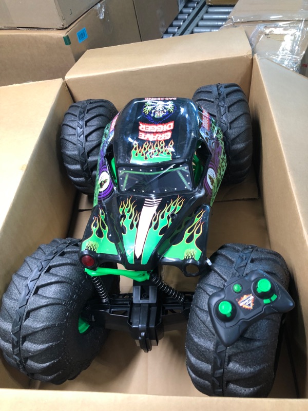 Photo 3 of Monster Jam, Official Mega Grave Digger All-Terrain Remote Control Monster Truck with Lights, 1: 6 Scale, Kids Toys for Boys