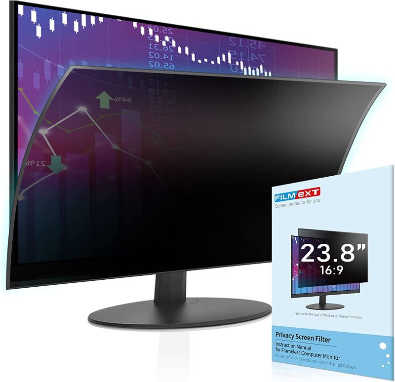 Photo 1 of 2023 Upgrade] 23.8 inch Removable Computer Privacy Screen Filter for 16:9 All-in-One Desktop/Frameless Monitor,FILMEXT Bubble Free UV Blue Light Filter Privacy Shield for Thin Bezel Computer