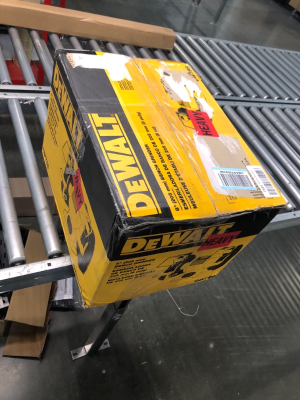 Photo 1 of DEWALT Bench Grinder, 8-Inch (DW758) & Wire Wheel, 8-Inch, Crimped, 5/8-Inch Arbor, Wide Face.014-Inch (DW4907) Bench Grinder + Wire Wheel, 2.44 pounds