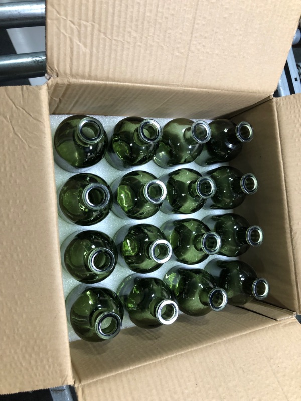 Photo 2 of YOUEON 16 Pack Small Living Bud Vases 8 Oz Green Glass Small Vase Decorative Bottles Small Vintage Flower Bottle Centerpiece for Wedding Reception Home Decor Office Vintage Look