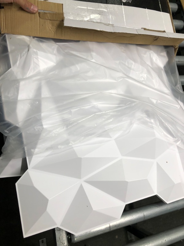 Photo 1 of Art3d PVC 3D Diamond Wall Panel Jagged Matching-Matt White, for Residential and Commercial Interior Decor