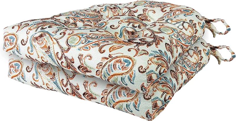 Photo 1 of Arlee Paisley Set of Two (2) Memory Foam Seat Cushions Spice (Red) Chair Pad, 2 Count (Pack of 1)