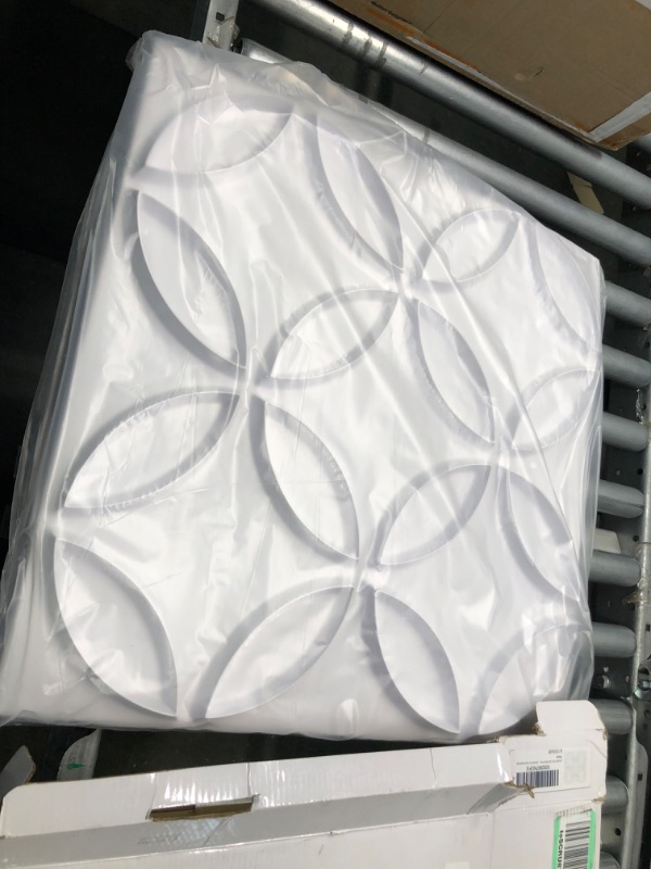 Photo 2 of Art3d PVC 3D Wall Panel Interlocked Circles in Matt White Cover 32 Sq.ft, for Interior Ceiling and Wall Decor for Residential or Commerical