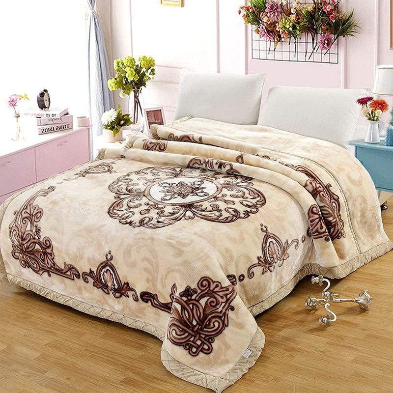 Photo 1 of 6.6lbs Korean Mink Blanket Full Size 71"X87",Winter Warm Plush Fleece Blankets,Super Soft Cozy Thick ,2 Ply Reversible Printed Raschel Single Bed/Sofa Blanket