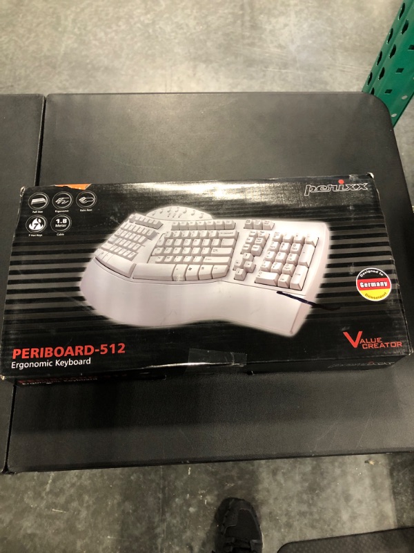 Photo 6 of Perixx PERIBOARD-512W Periboard-512 Ergonomic Split Keyboard - Natural Ergonomic Design - White - Bulky Size 19.09"X9.29"X1.73", US English Layout Wired White Keyboard