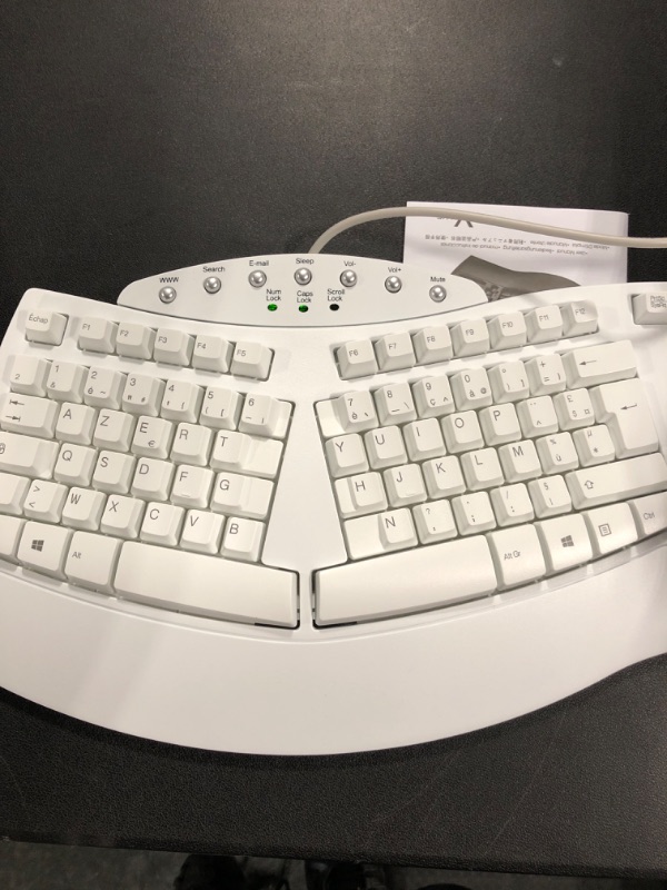 Photo 5 of Perixx PERIBOARD-512W Periboard-512 Ergonomic Split Keyboard - Natural Ergonomic Design - White - Bulky Size 19.09"X9.29"X1.73", US English Layout Wired White Keyboard