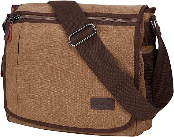 Photo 1 of Modoker Messenger Bag for Men, 13 Inches Laptop Satchel Bags, Canvas Shoulder Bag with Bottle Pocket