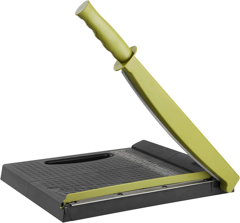 Photo 1 of A4 Paper Cutter Guillotine, 12" Cut Length, 16 Sheets Capacity, Portable Stack Paper Trimmer, Foldable Design for Office Home School Paper Photo Cardstock Label Cutter