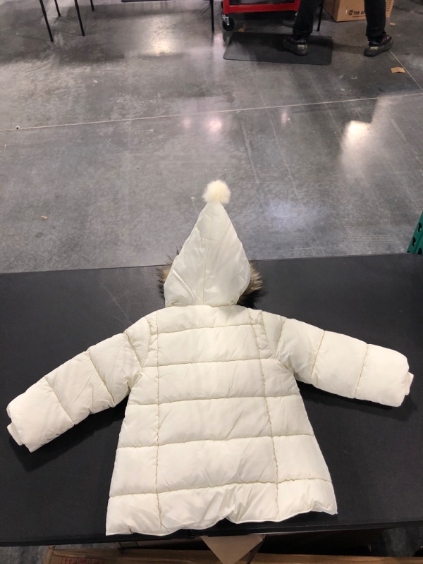 Photo 3 of Baby Girls Cream Puffer Hooded Jacket Size 18-24 Months